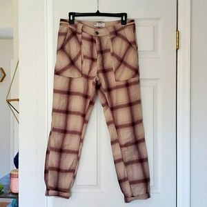 Free People Utility Linen Pants Beige